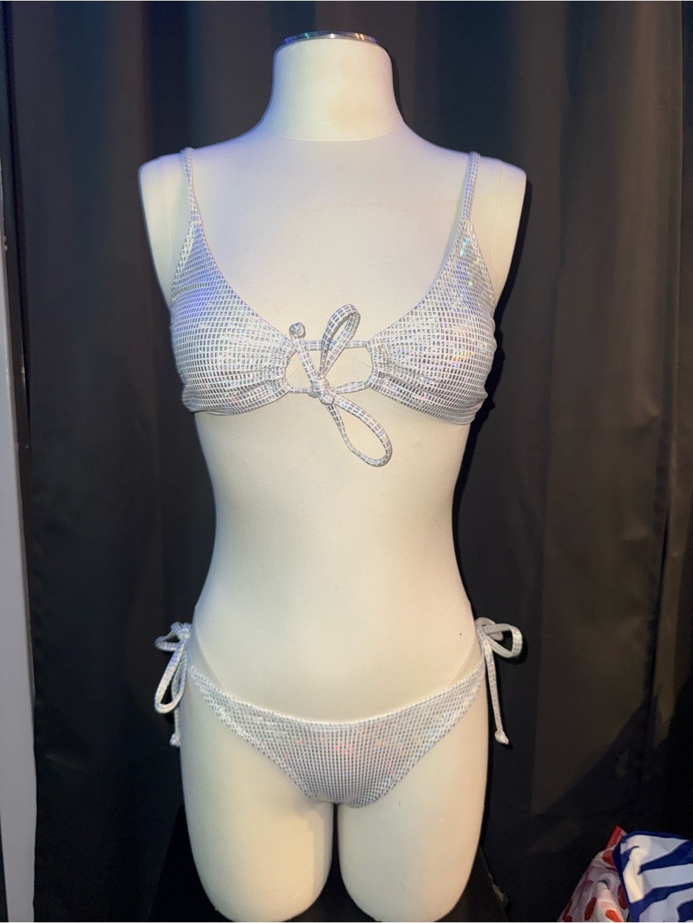 Holographic Silver Metallic two piece Bikini